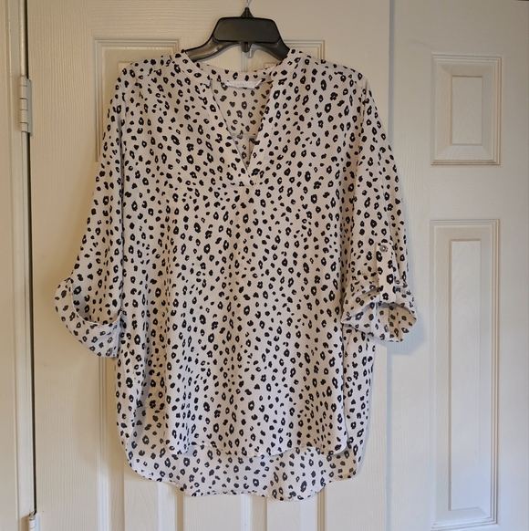 Lush Tops - Lush Cream and Black Leopard Print Top